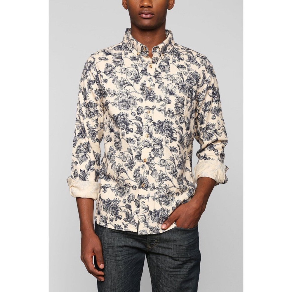 Obey Floral Wallpaper Flannel Button Down Shirt